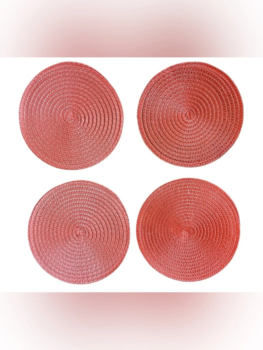 Home goods Set of Four Coral Round Woven Placemats NWOT New